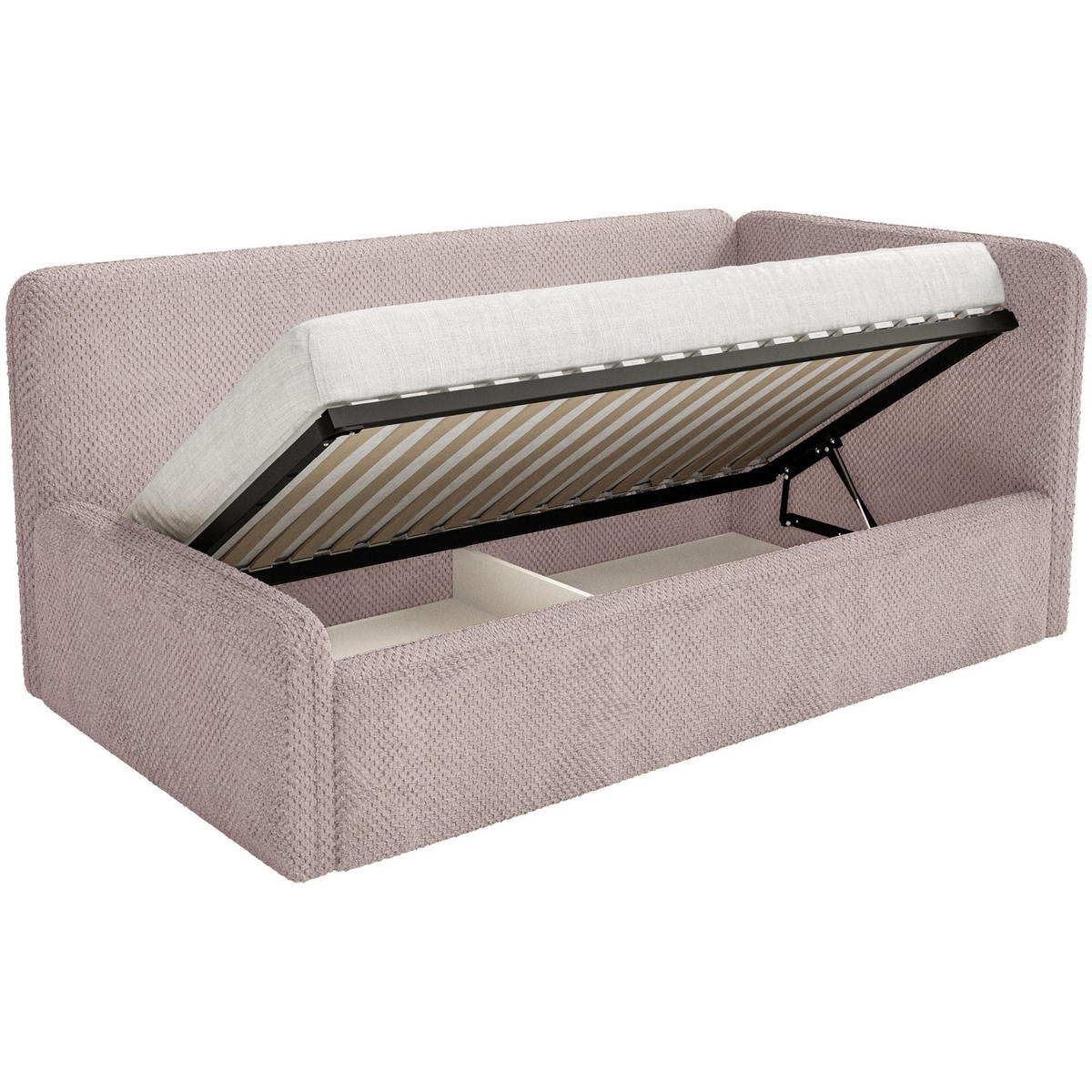 JUGENDBETT Fanko Samt Puderrosa 90x200 cm - Hellrosa/Schwarz, Kunststoff/Textil (90/200cm) - Selsey