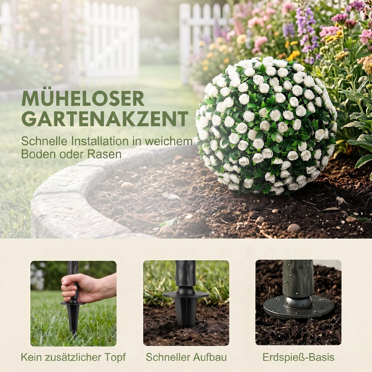 KÜNSTLICHE Pflanzen Weiß 30.0/30.0/55.0cm - Weiß, Kunststoff (55cm)
