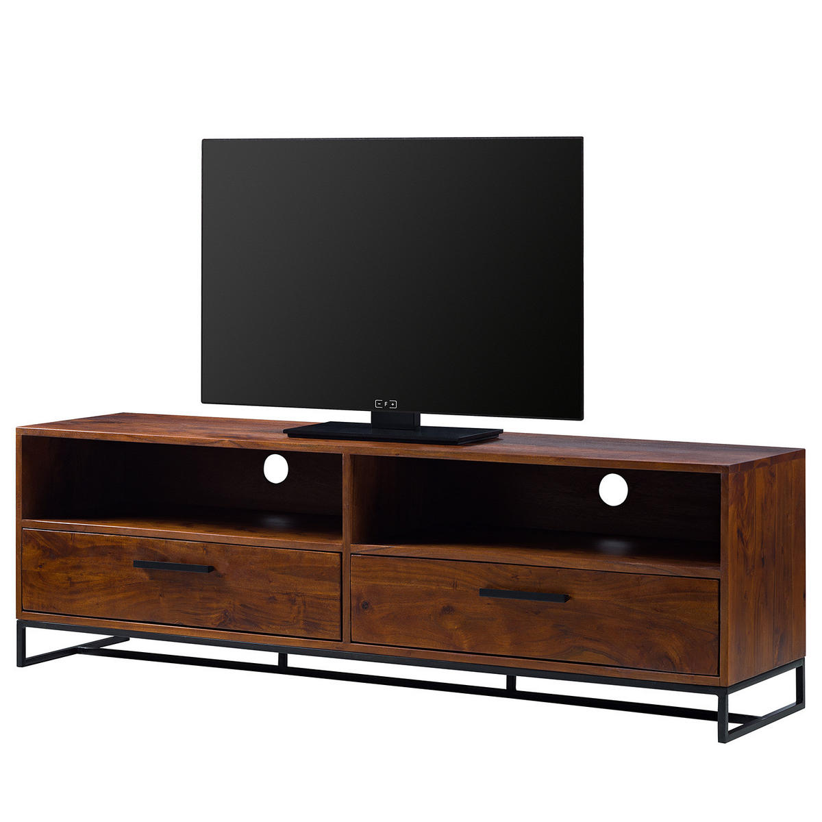 TV-LOWBOARD - Akazie massiv / Eisen, Breite 160 cm - Akaziefarben, Holz (160/50/40cm) - home24