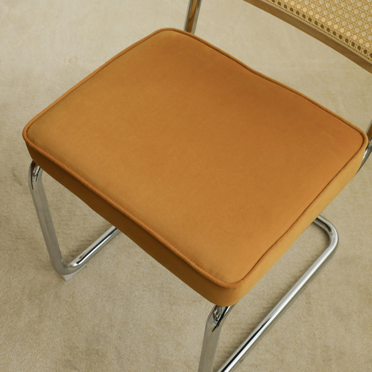SCHWINGSTUHL 2-er Set,Freischwinger,Esszimmerstuhl,Samt-Orange - Orange, Metall (46.4/84.6/53cm) - LVHOM