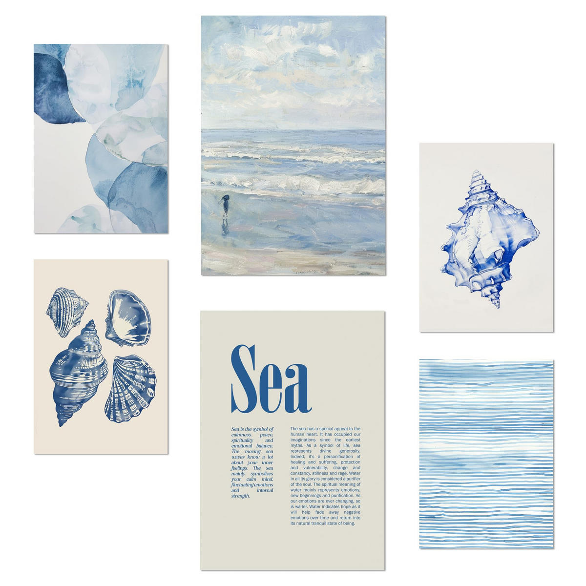 POSTER Set Mit 6 Marine, Blau, Meer Und Sommer A3 & A4 Rahmenlos - Klar, Papier (29/3cm) - Nacnic