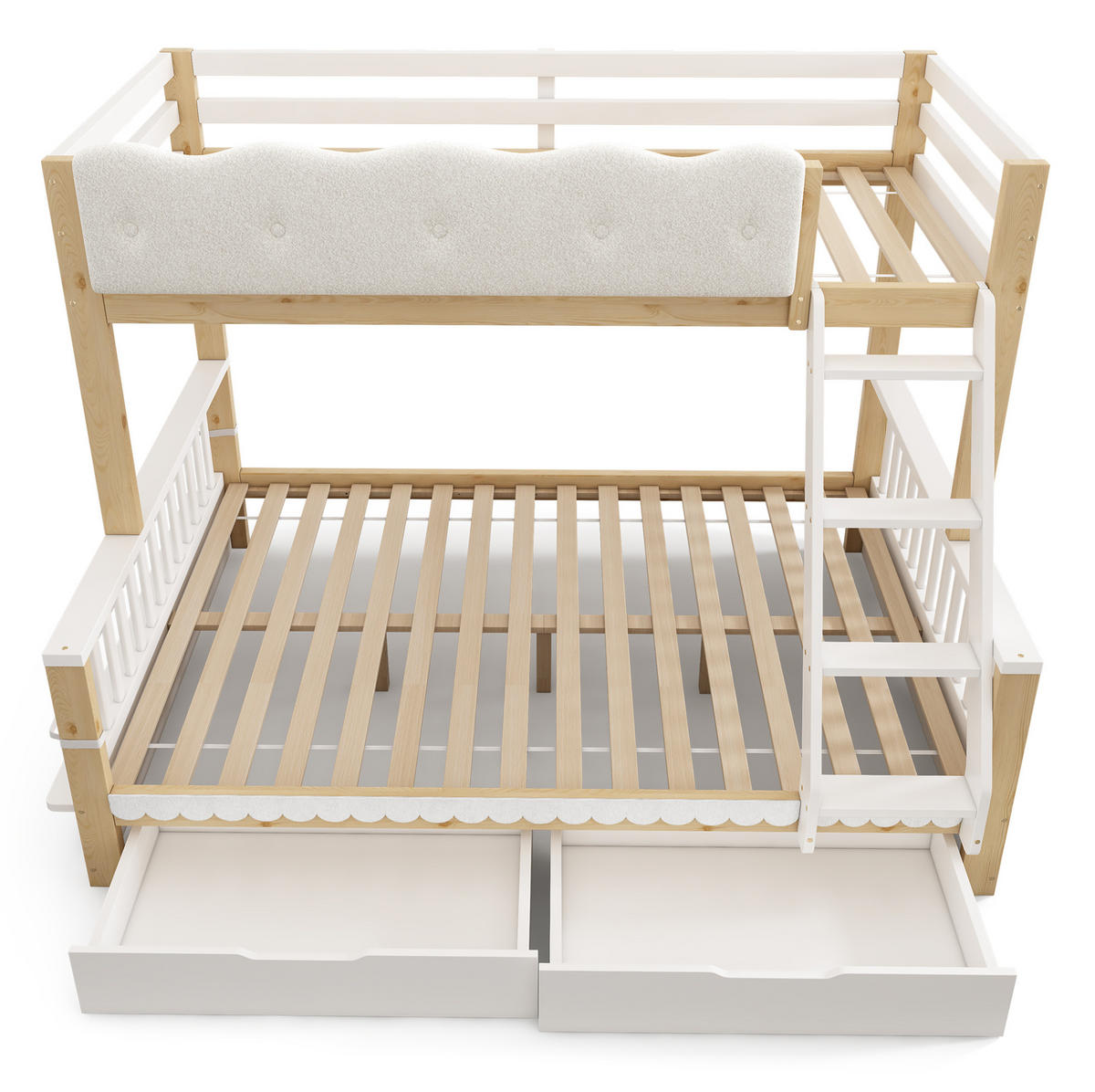 ETAGENBETT 90/200 cm und 140/200 cm Weiß & Eiche mit Schubladen ohne Matratze - Weiß, Holz (140/200cm) - MIVRAY