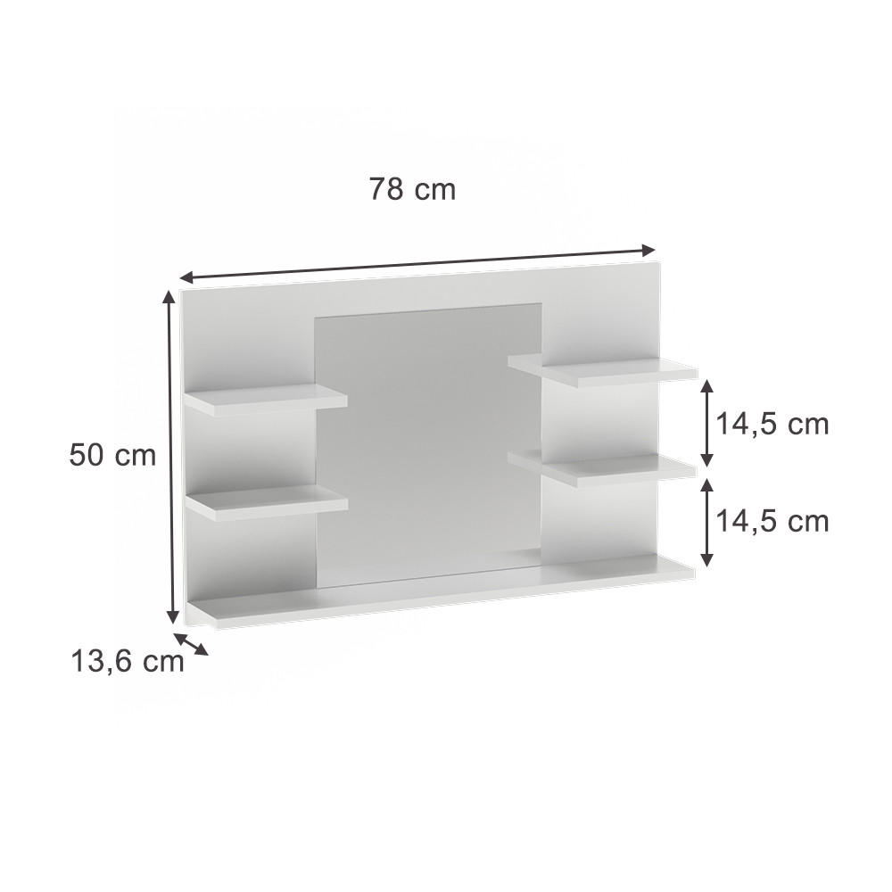 BADSPIEGELSCHRANK Wilbur Weiß 78 x 50 cm mit Regalen - Weiß, Holzwerkstoff (78/50/13.6cm) - Vicco