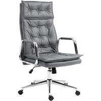 CHEFSESSEL Echtleder grau - Chromfarben/Grau, Leder/Metall (60/111/65cm) - CLP