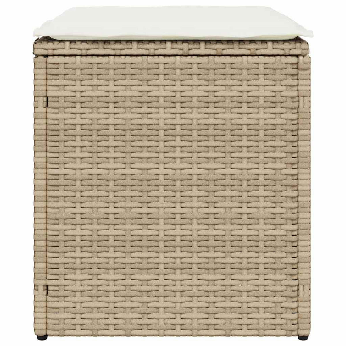 GARTENHOCKER Mit Kissen 2 Stk. Beige 40/40/43 Cm Poly Rattan - Creme, Kunststoff (40/43/40cm) - vidaXL