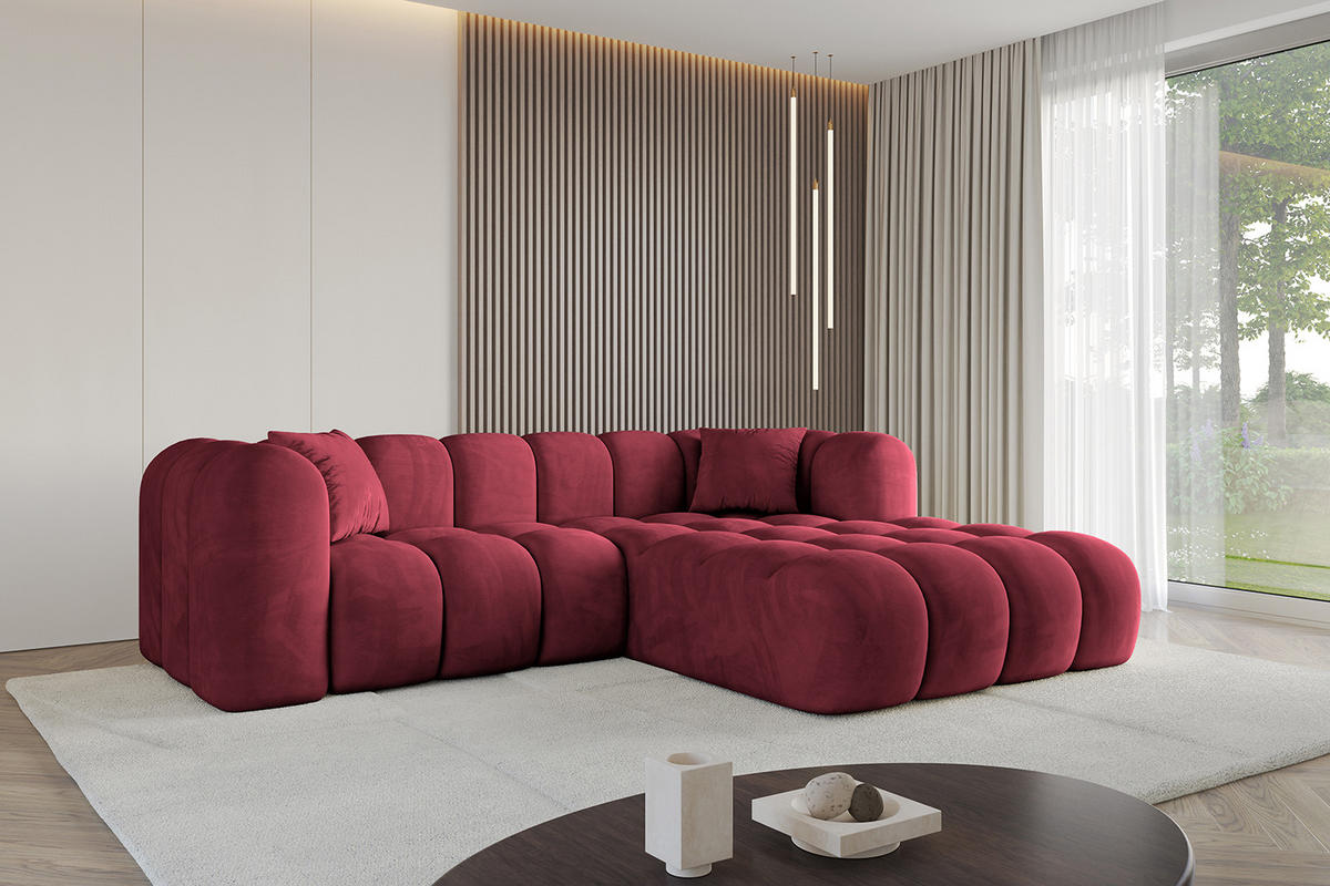 ECKSOFA Ottomane Rechts OLEA-L1 - 231x173x74 cm Bordeaux - Bordeaux/Schwarz, Holzwerkstoff/Kunststoff (231/173cm) - ALTDECOR