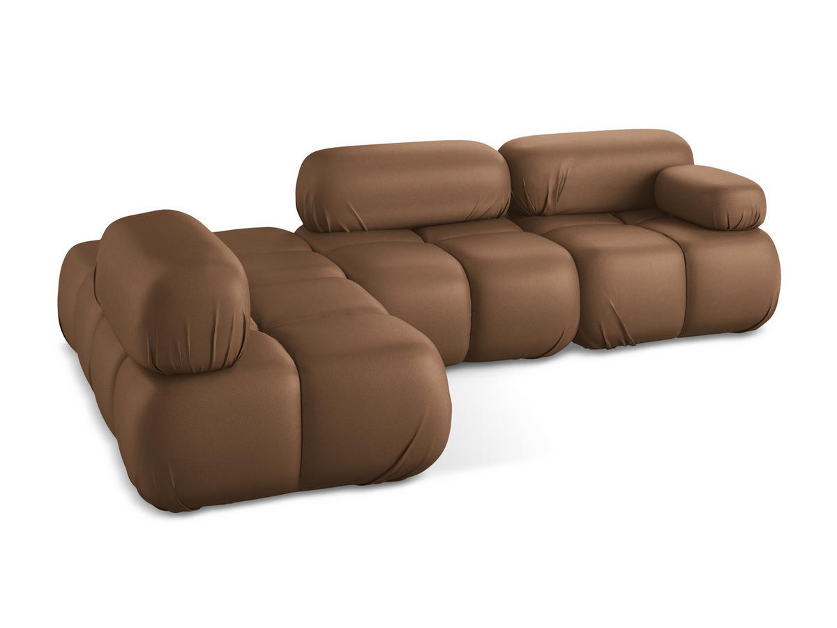 ECKSOFA Links Kunstleder Braun - Lila/Schwarz, Leder/Kunststoff (190/285cm) - Makamii