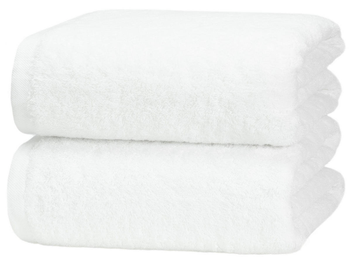 BADETUCH, 2er-Set, 100x150 cm, 100% Baumwolle, Weiß - Weiß, Textil (100/150cm) - Zollner