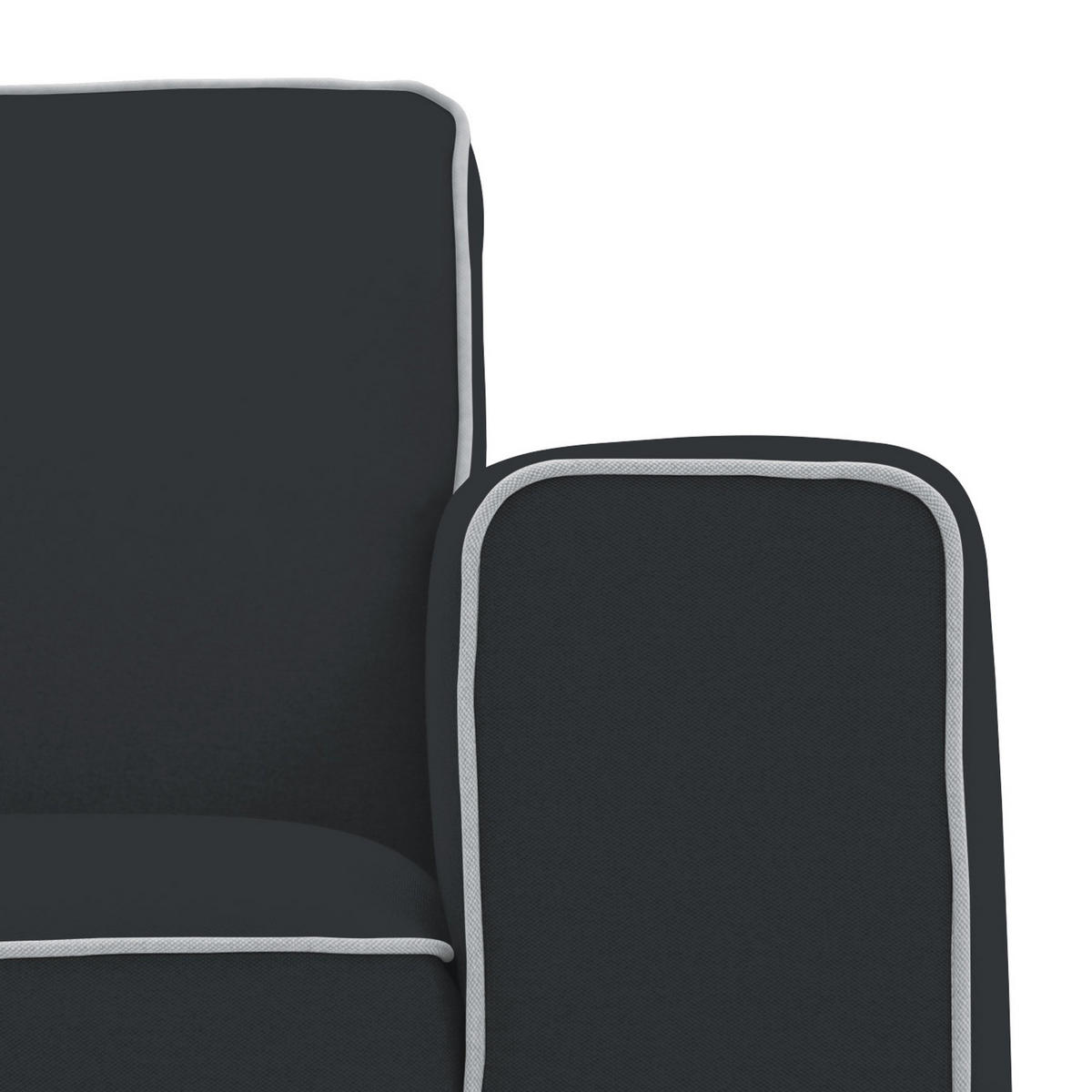 ECKSOFA mit Longchair - Webstoff - Anthrazit/Schwarz, Textil/Metall (285/168cm) - home24