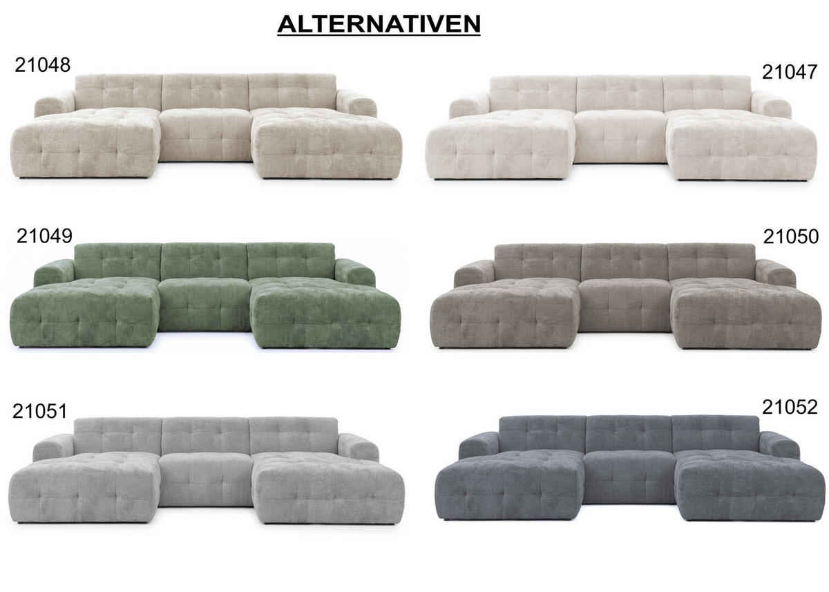 WOHNLANDSCHAFT in U-Form mit raffinierten Steppungen, 6-Sitzer, Wellenunterfederung, B323/T161/H79 cm, Chenille-Bezug in Braun Taupe / 21050 - Taupe/Greige, Kunststoff/Textil (323/79/161cm) - luma-home