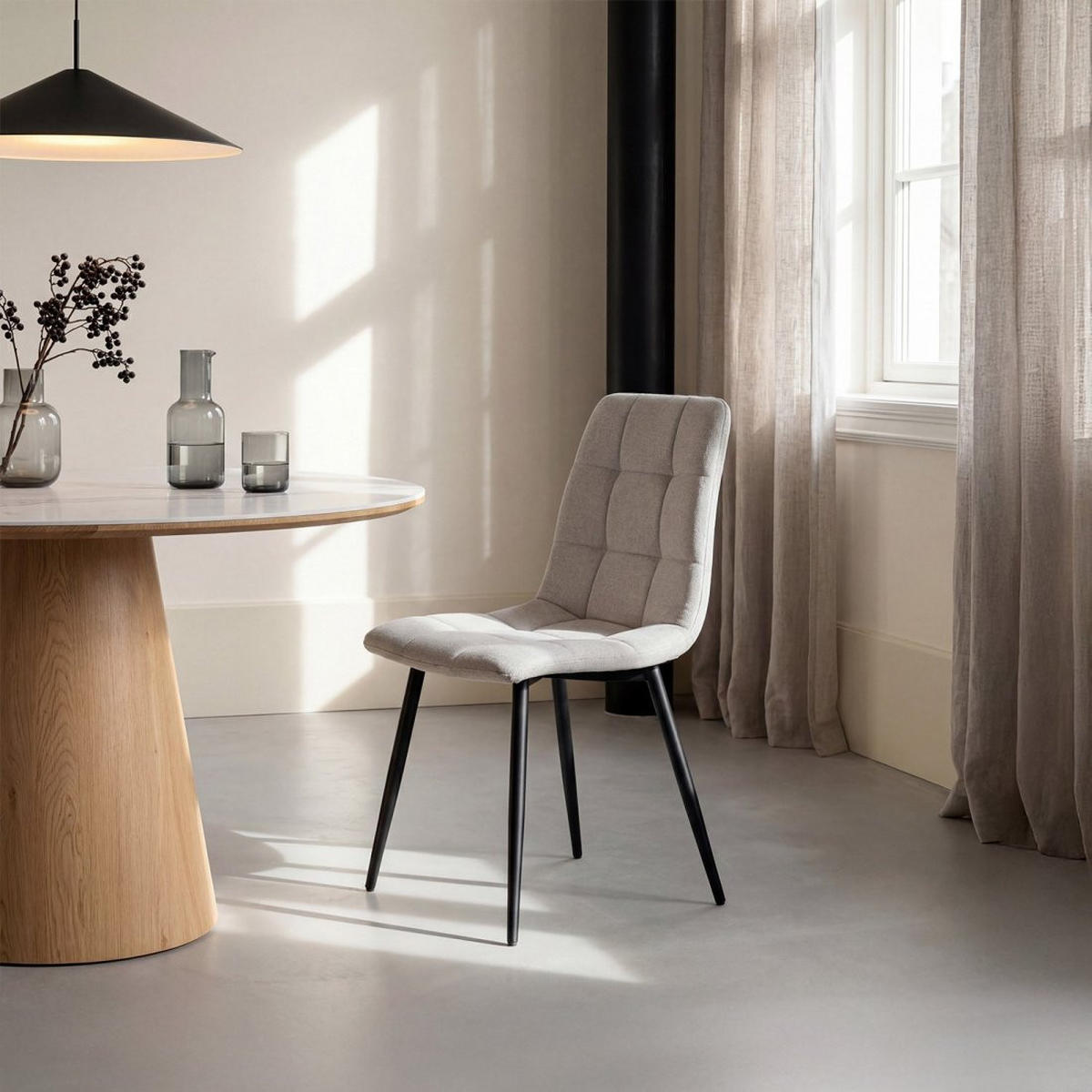 ESSZIMMERSTUHL Ailan Grau 43 cm x 88 cm 4er-Set - Grau, Textil (43/88/56cm) - Klast Home