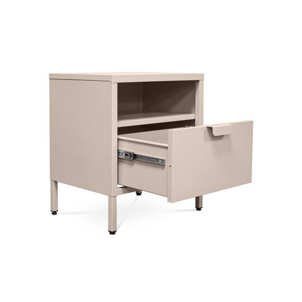 NACHTTISCHE 2er-Set Industrial-Design aus Metall, 1 Schublade, 1 Nische, Beige - Thea - Beige, Metall (45/50/35cm) - Casanoov