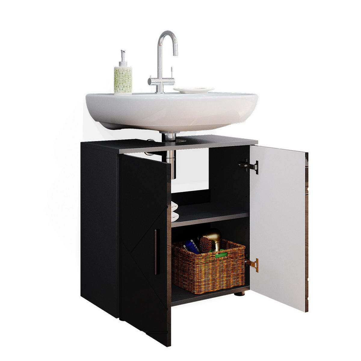 WASCHBECKENUNTERSCHRANK Irma Anthrazit Hochglanz 60 x 59 cm - Anthrazit, Holzwerkstoff (60/59/30cm) - Vicco