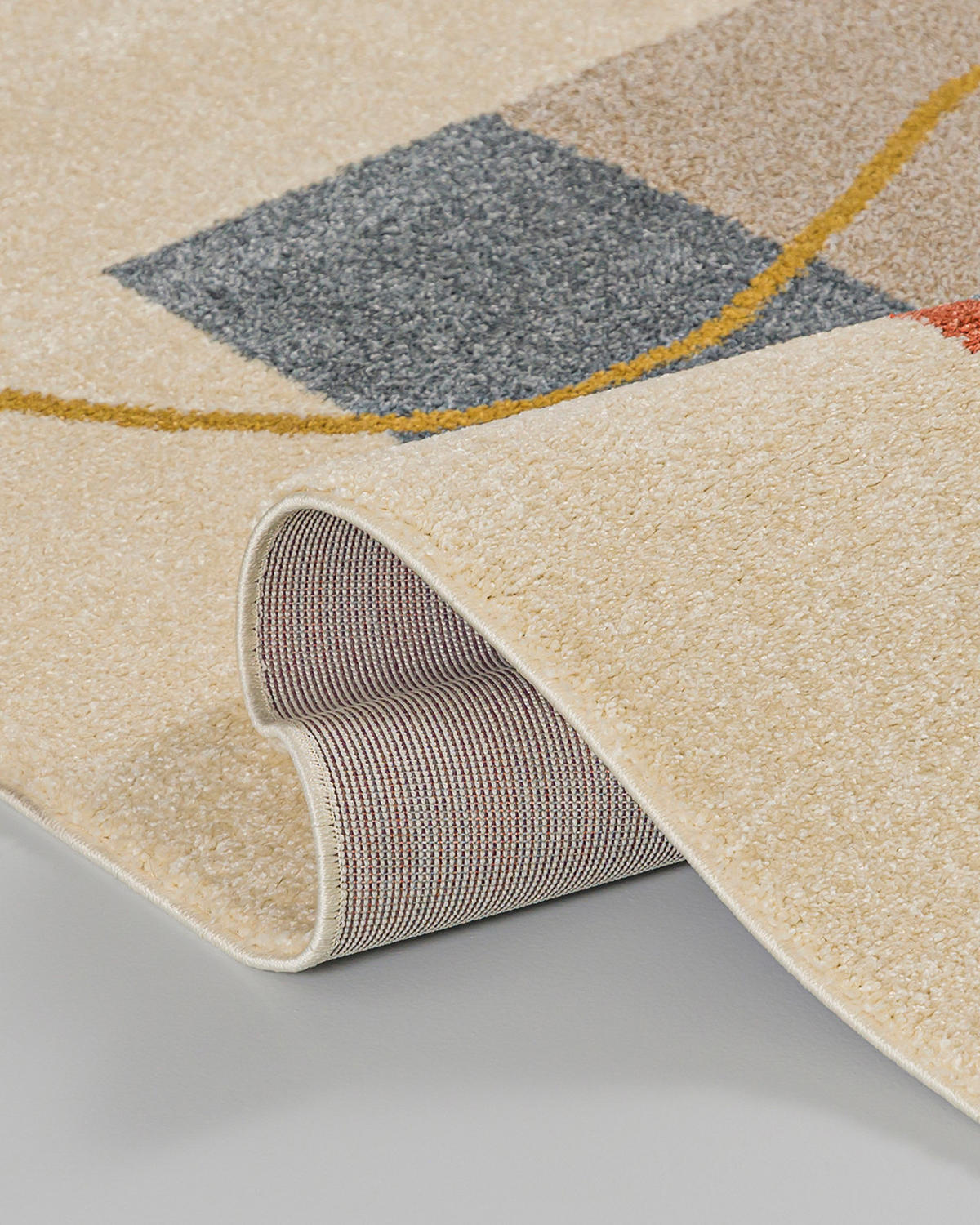 TEPPICH Beige Geometrisch In-Outdoor Pflanzlich Kurzflor Rechteckig 120 x 170 cm - Terracotta/Hellblau, Textil (120/170cm) - Mazovia