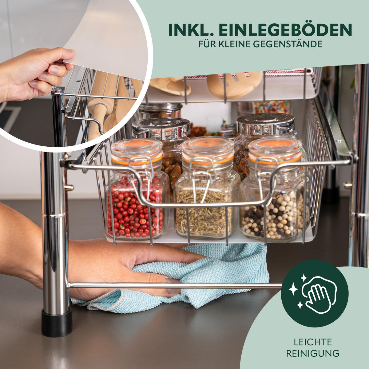 SCHUBLADENREGAL, silber - Chromfarben, Metall (27.5/31/42.5cm) - bremermann