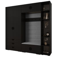 GARDEROBEN-SET 236,7/240/47 - Schwarz/Grau, Holz/Kunststoff (240/236.7/47cm) - Abiks Möbel