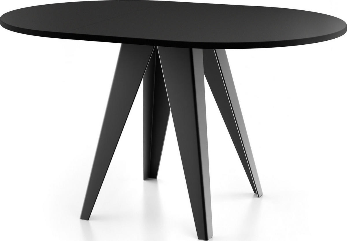 ESSTISCH Glory runder ausziehbarer, Schwarz 100-140/100/76 cm - Schwarz, Holzwerkstoff/Metall (100/100/76cm) - WFL GROUP