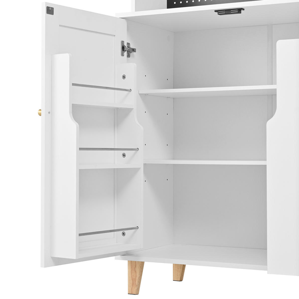 BUFFET 120x40x184 cm Weiß mit Fluted Glas & Ladestation - Weiß, Holzwerkstoff (40/184/120cm) - Modfu