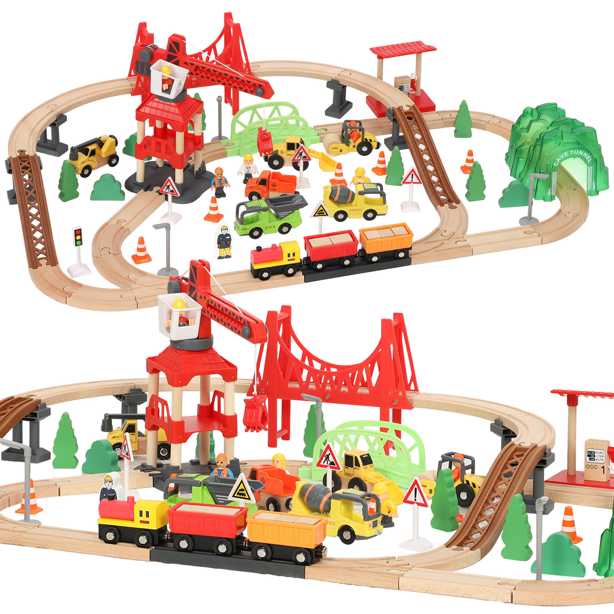 Aiyaplay Holzeisenbahn-Set Mehrfarbig 76.1x25x86.1 cm