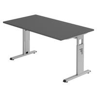 SCHREIBTISCH Serie-O 80/140/74 cm in Graphitfarben/Silberfarben - Silberfarben/Graphitfarben, Holzwerkstoff (80/140/74cm) - bümö