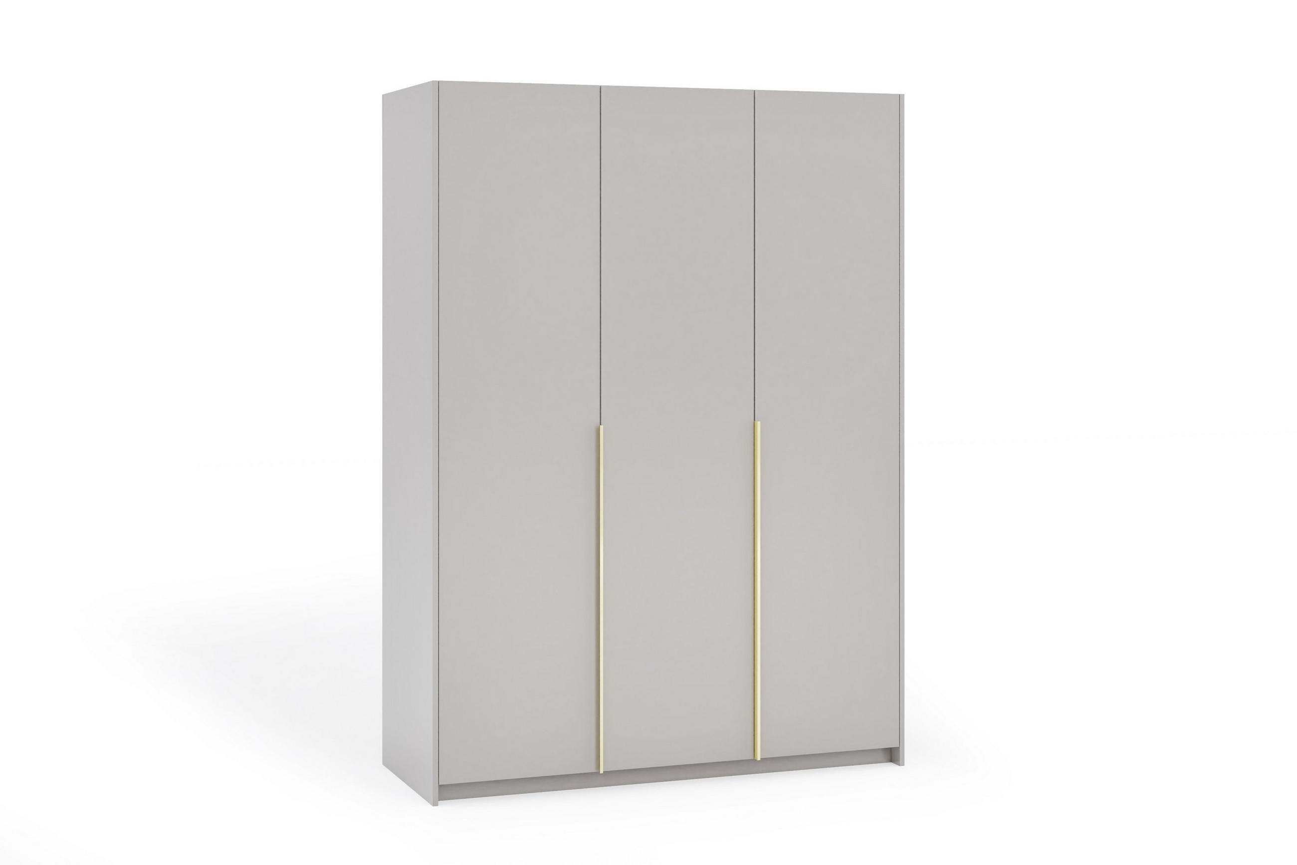 DREHTÜRENSCHRANK AMARA 148/204/58cm 3-türig Kaschmir - Kaschmir/Goldfarben, Holzwerkstoff (148/204/58cm) - MASSENO