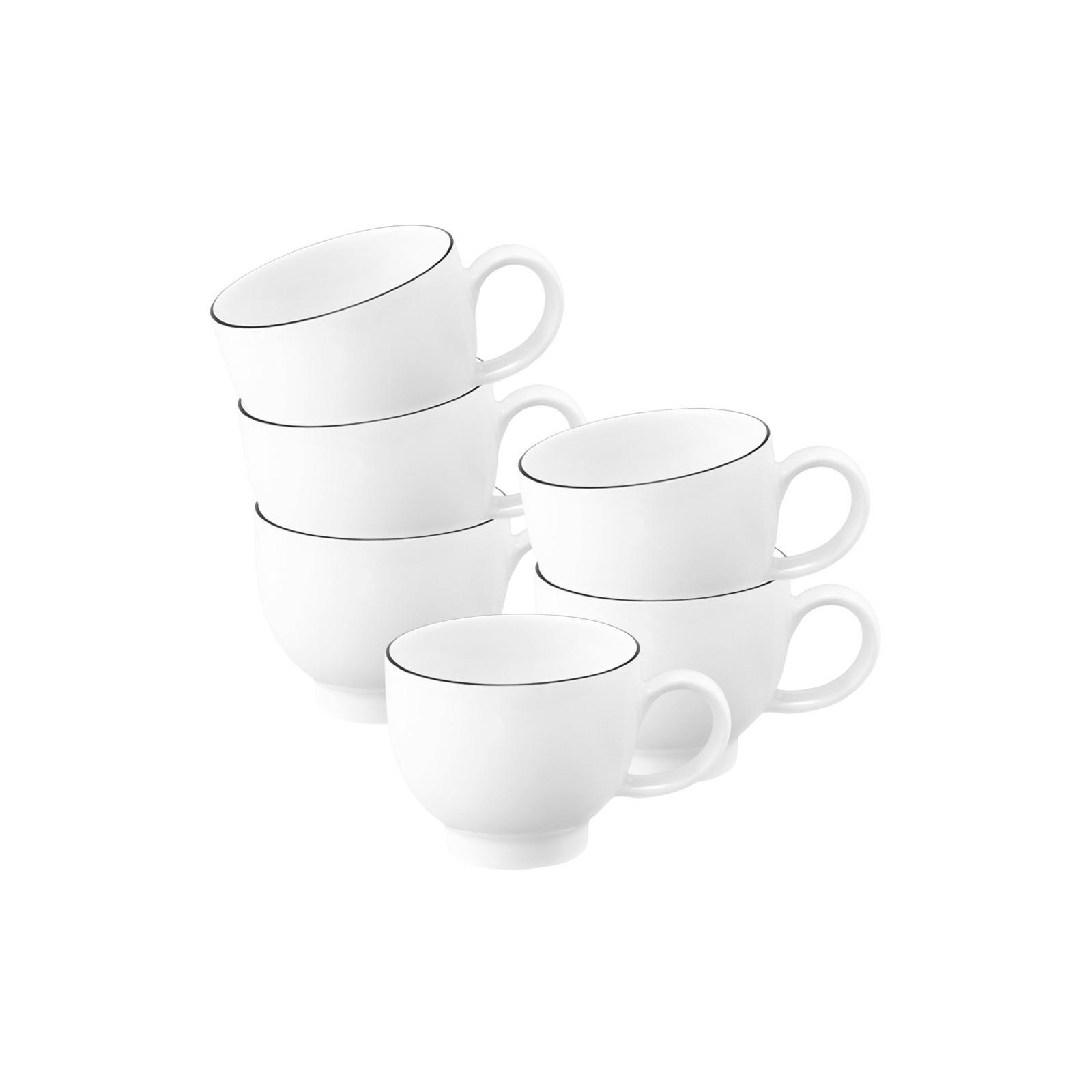 ESPRESSOTASSEN Lido Black Line weiß 90 ml 6er Set - Weiß, Keramik (0.09L) - Seltmann Weiden