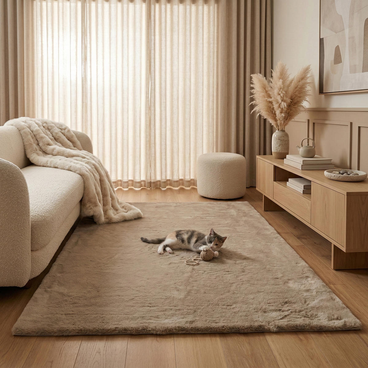 FELLTEPPICH COZY SUPER SOFT 160/230 cm Taupe - Taupe, Textil (160/230cm) - Consilio Concept