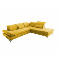 ECKSOFA mit Schlaffunktion und verstellbaren Kopflehnen - Chromfarben/Gelb, Textil/Metall (245/275cm) - ed exciting design