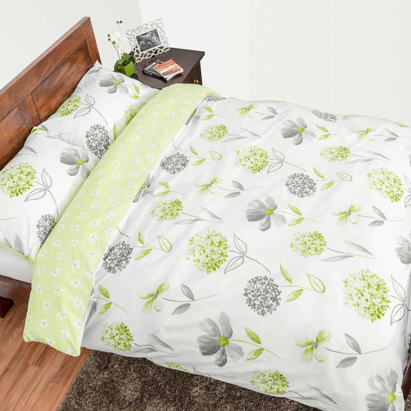 WENDEBETTWÄSCHE Blumen - Grün, Textil (230/220cm) - Homescapes