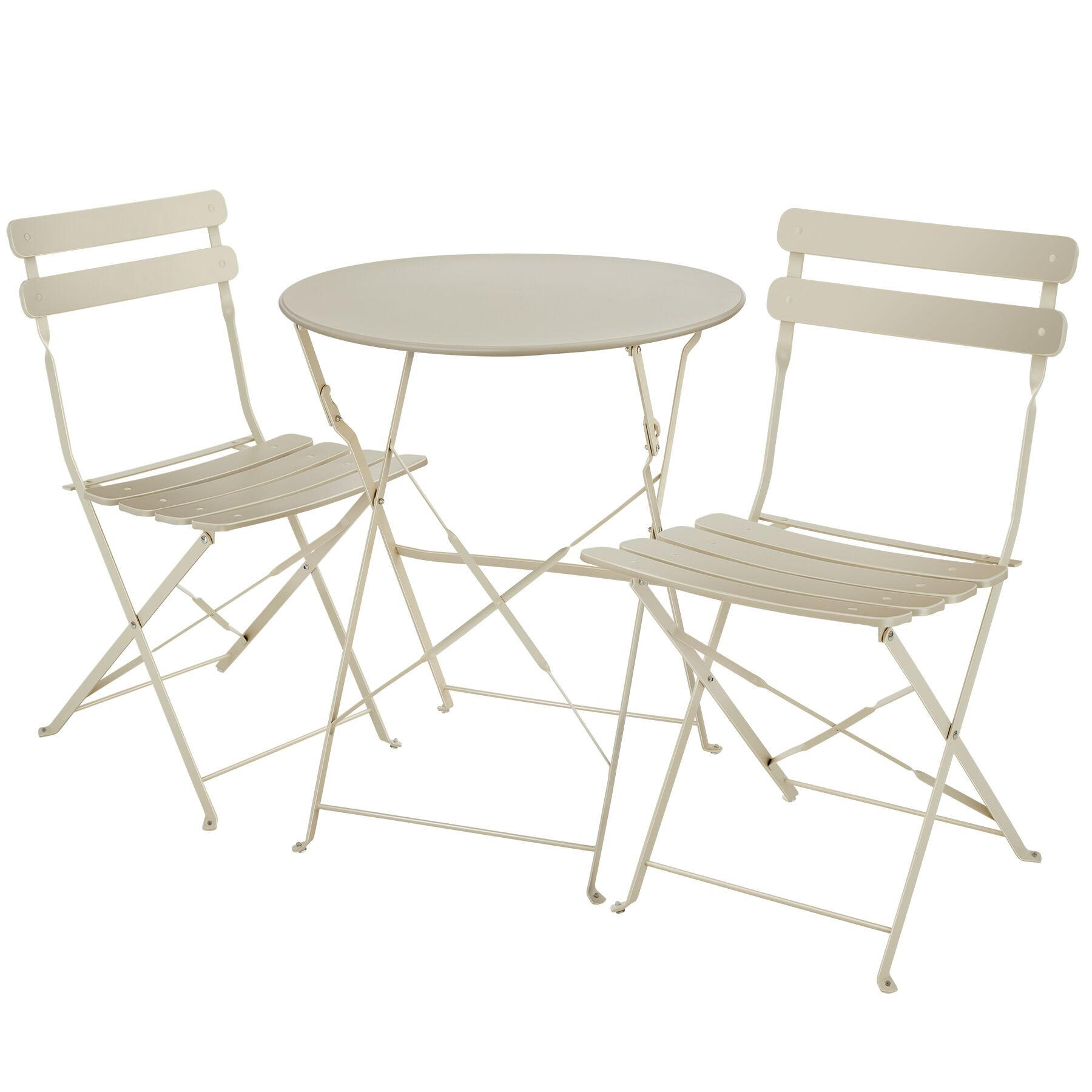 BISTROTISCH SET Frieda,Belastbarkeit Stuhl 120 kg,creme - Creme, Naturmaterialien/Textil - tectake