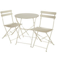 BISTROTISCH SET Frieda,Belastbarkeit Stuhl 120 kg,creme - Creme, Naturmaterialien/Textil - tectake