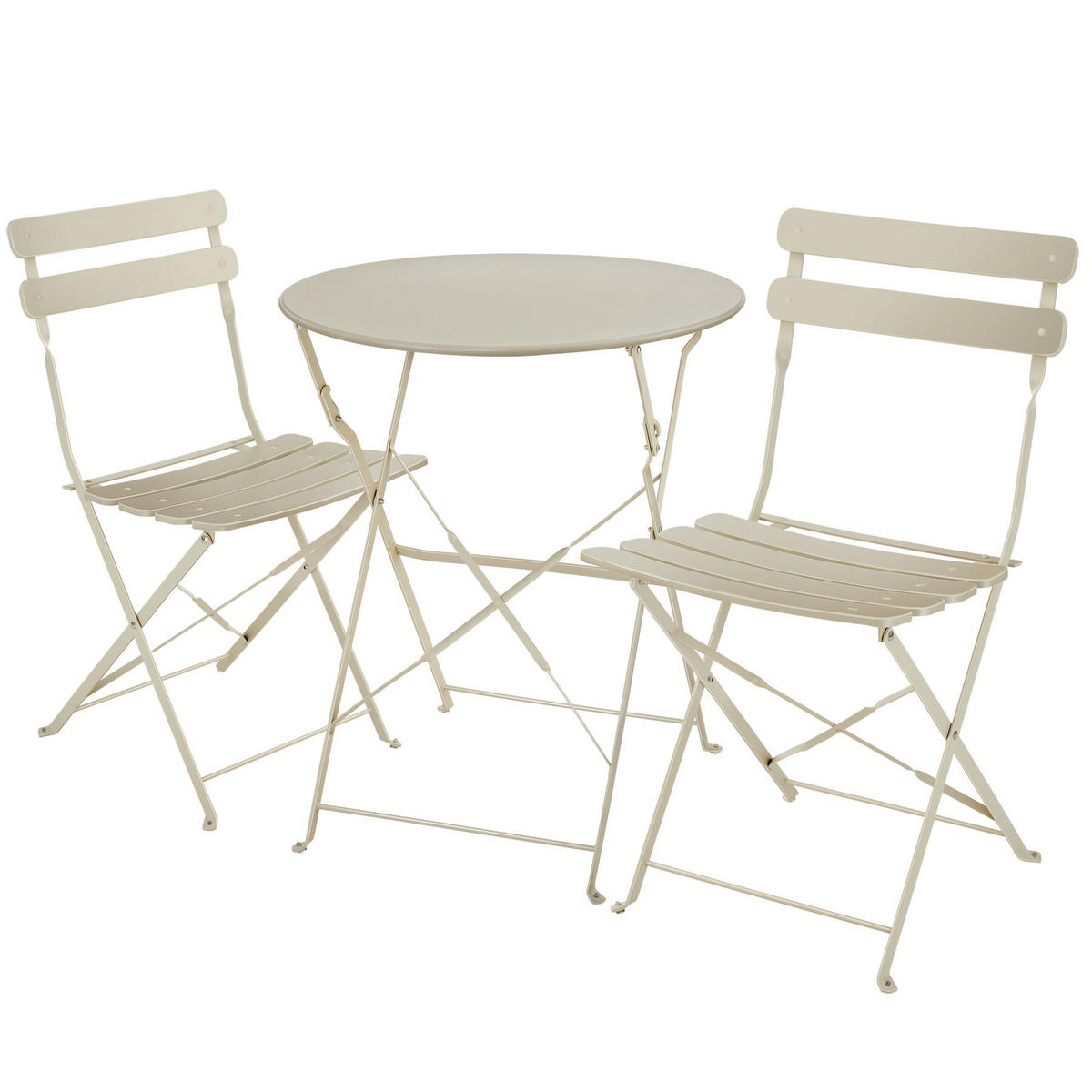 BISTROTISCH SET Frieda,Belastbarkeit Stuhl 120 kg,creme - Creme, Naturmaterialien/Textil - tectake