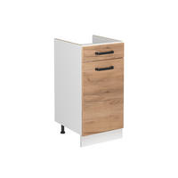 SPÜLENUNTERSCHRANK R-Line, Goldkraft Eiche/Weiß, 40 cm ohne Arbeitsplatte - Eichefarben/Weiß, Holzwerkstoff (40/81.6/46cm) - Vicco
