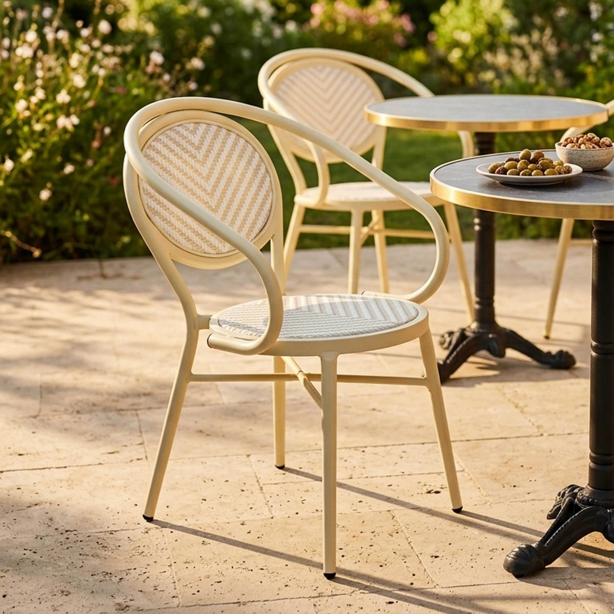 GARTENSTUHL, Beige - Beige, Metall (56/80/57cm) - Oviala