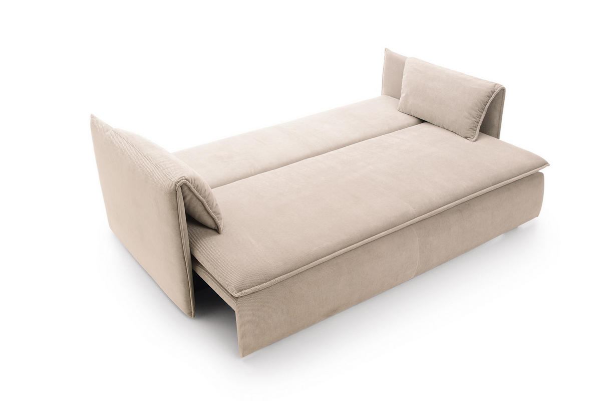 BETTSOFA PREGIO Beige Velours-Stoff mit Schlaffunktion - Beige, Textil (105/89/218cm) - MASSENO