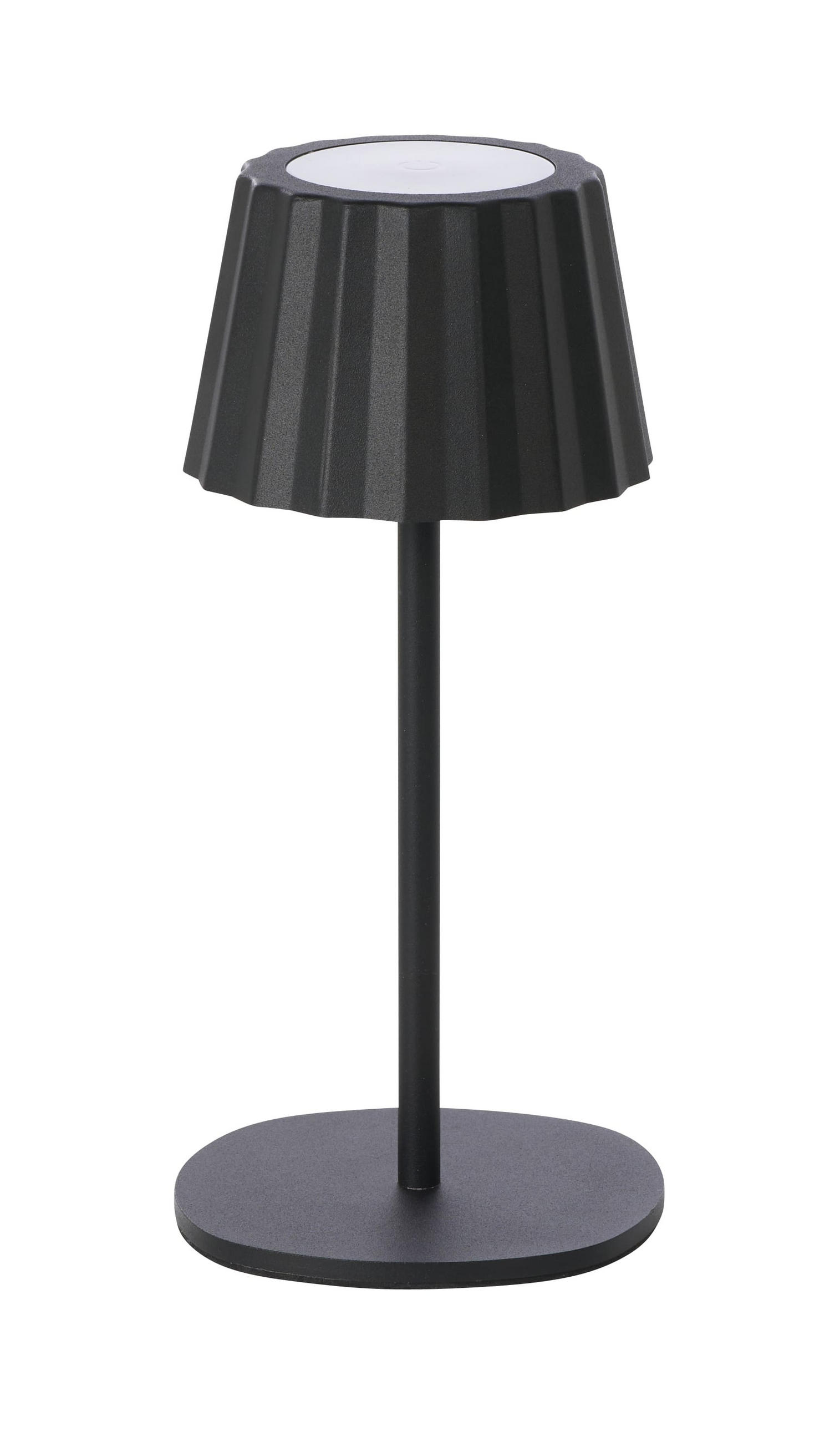 3IN1-LED-TISCHLAMPE - Flaschenleuchte mit Dimmfunktion und USB-C Aufladung für Innen und Außen, Plissee schwarz - Schwarz, Metall (15/15/45cm) - Northpoint
