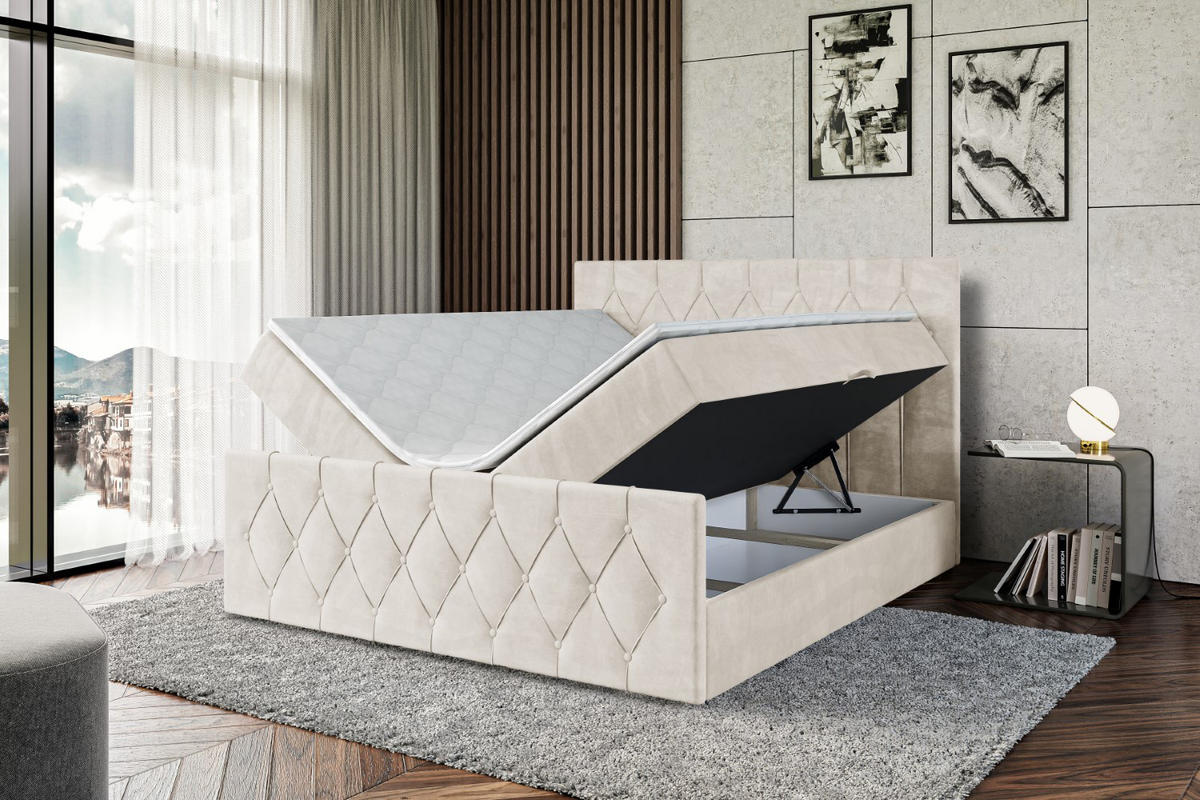 BOXBETT VELANTO-Z - 120 x 200 - H3 - Ecru - Beige, Holzwerkstoff (120/200cm) - ALTDECOR