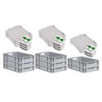 EUROBOX 8x Nextgen Economy Mit Scharnierdeckel Grau/GrünGriffe Offen 23 Liter - Grün, Kunststoff (40/12/60cm) - PROREGAL