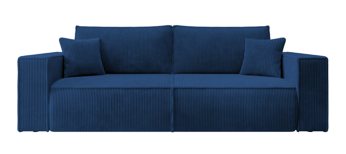 SCHLAFSOFA Farese Dunkelblau Cordbezug - Schwarz/Dunkelblau, Kunststoff/Textil (257/85/102cm) - Selsey