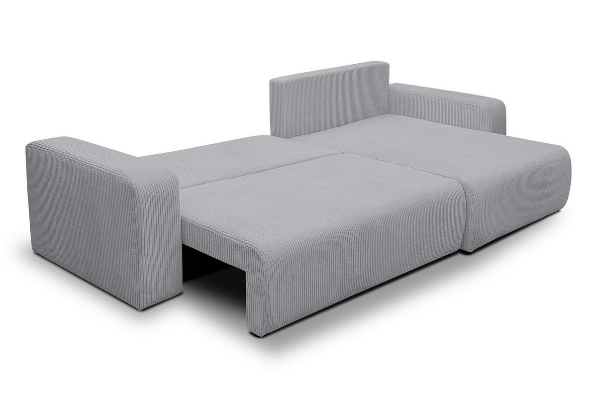 ECKSOFA Luna XL mit Schlaffunktion und Bettkasten Cord-Stoff (Grau) - Grau, Textil (274/142cm) - VENASI MÖBEL