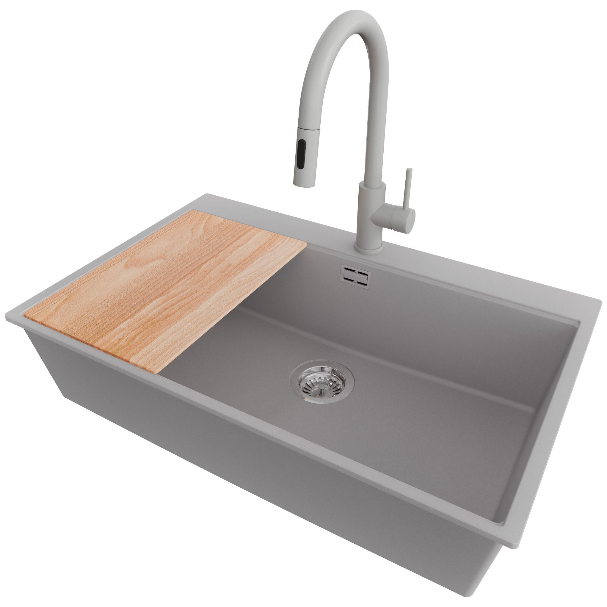 Primagran Granitspüle Grau, Chrom, Grau, Beige 78x20x50 cm
