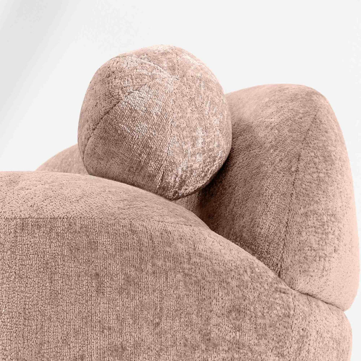 SESSEL NELUM Chenille-Stoff, rund, Pink - Pink/Schwarz, Holz/Holzwerkstoff (76/64/76cm) - KONSIMO®