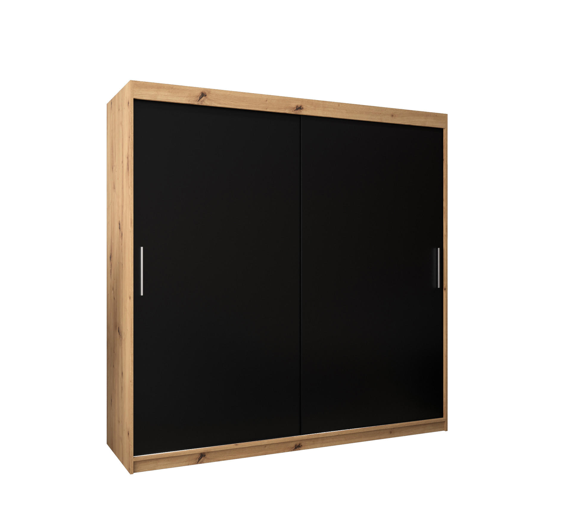 SCHWEBETÜRENSCHRANK 200/200/62 2-türig - Silberfarben/Schwarz, Holz/Kunststoff (200/200/62cm) - Abiks Möbel