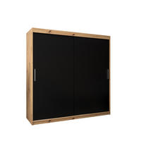 SCHWEBETÜRENSCHRANK 200/200/62 2-türig - Silberfarben/Schwarz, Holz/Kunststoff (200/200/62cm) - Abiks Möbel