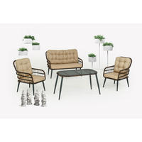 GARTENGARNITÜR Rattan Gartenlounge PISA - Braun, Metall - Gowoll