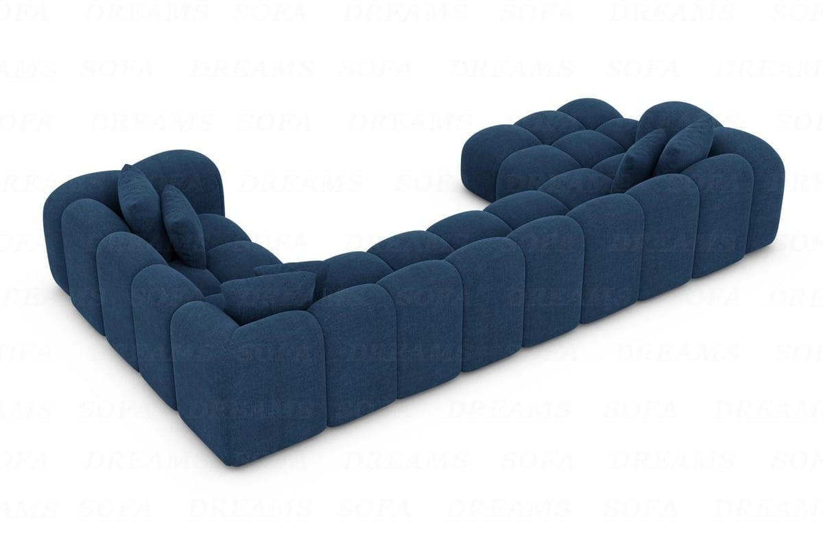 WOHNLANDSCHAFT Cloud Blau Strukturstoff - Blau, Kunststoff (314/72/184cm)