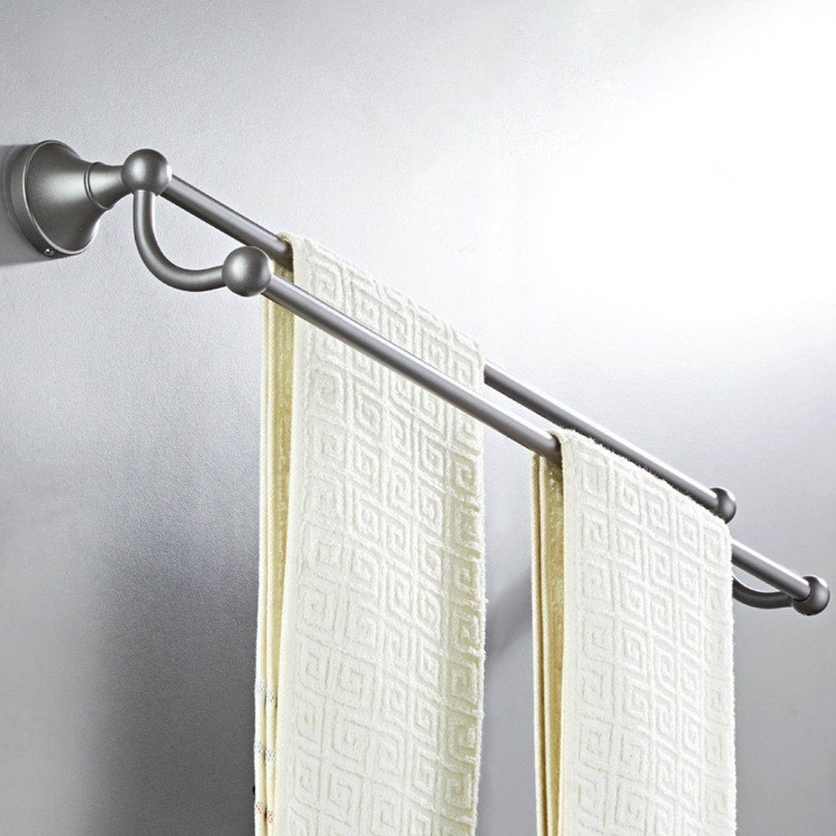 HANDTUCHHALTER – Dunkelgrau, Doppelstange – 50 cm Länge - Dunkelgrau, Metall (13/7/50cm)