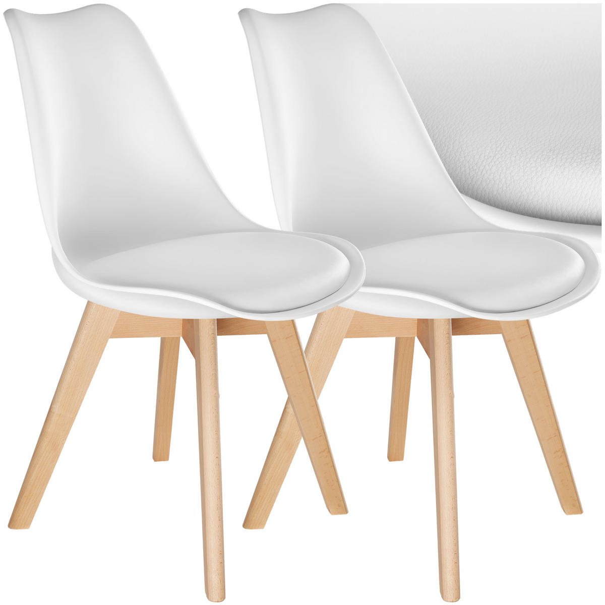 ESSZIMMERSTUHL 2er Set Frederikke,49 x 56 x 82,5 cm,weiß - Weiß, Textil (49/82/53cm) - tectake