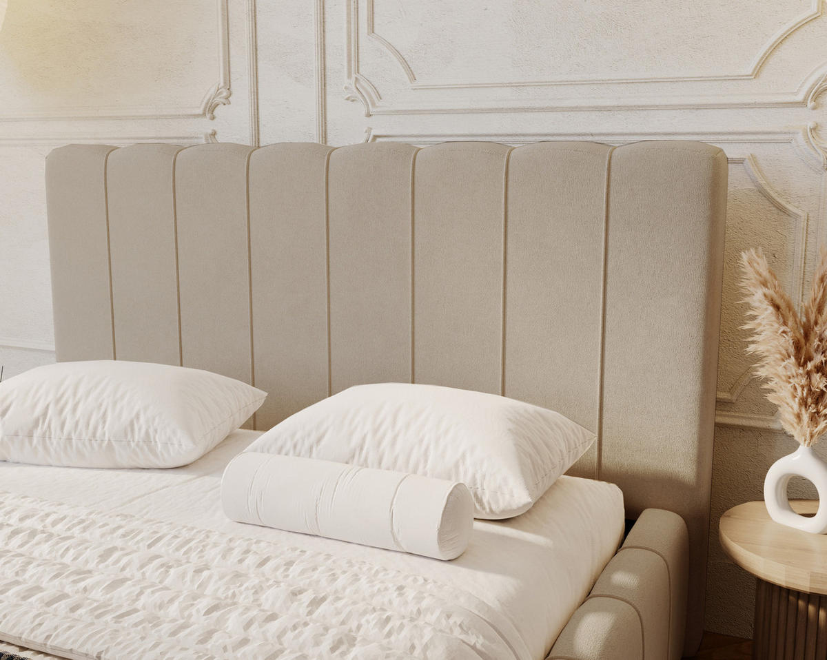 POLSTERBETT 180x200 mit Lattenrost, Bettkasten, Lisbon, Beige - Beige, Holz/Textil (180/200cm) - Emporius