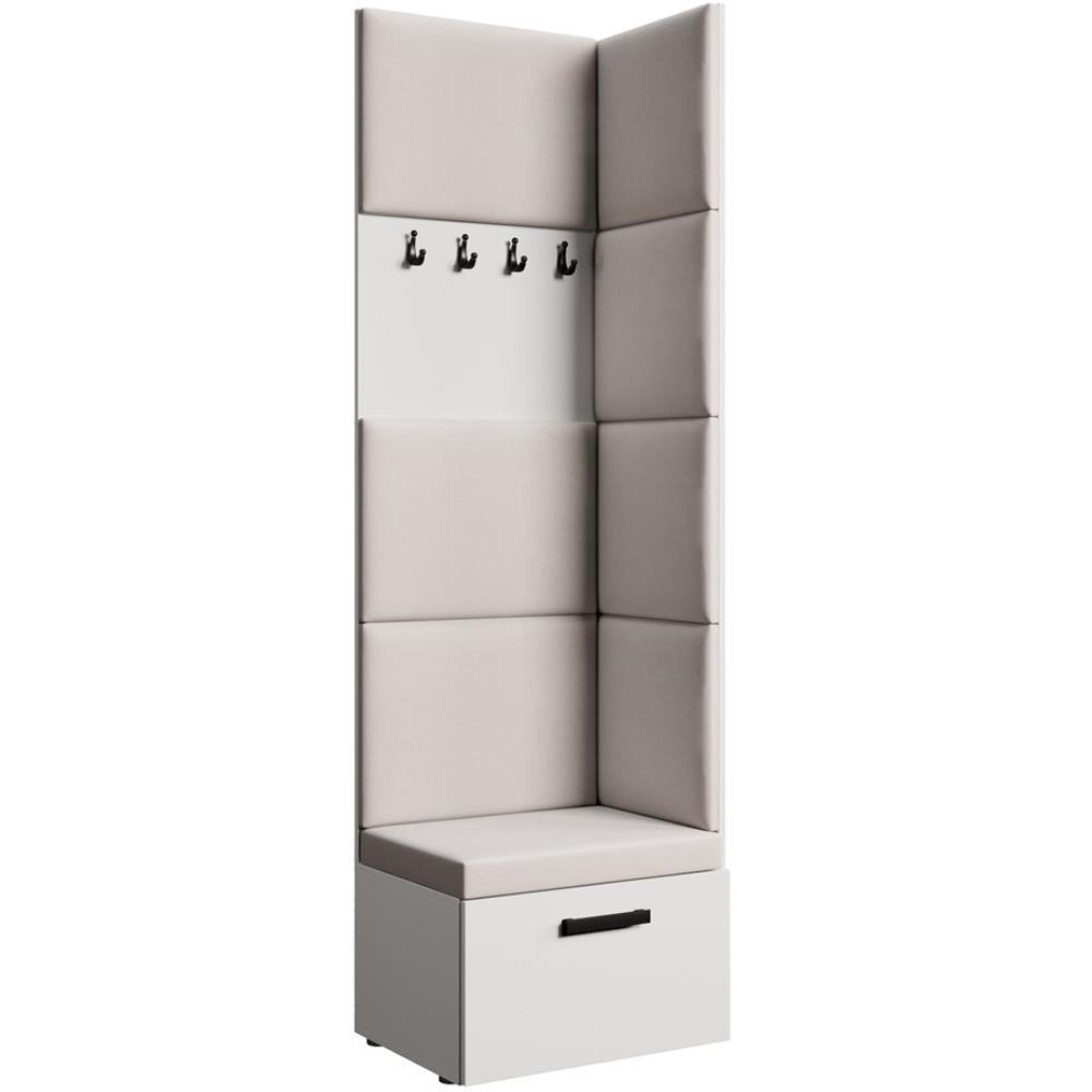 GARDEROBE Margaret V 81/203/43 mit gepolsterten Paneelen - Schwarz/Weiß, Holzwerkstoff/Kunststoff (60/206.5/42cm) - Beautysofa